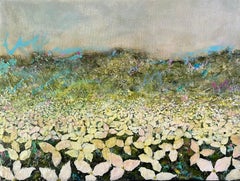 One Hundred Thousand Trilliums - 18"x24", Landscape, Flowers, Green, Blue