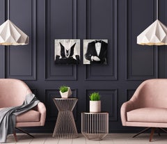 Opening Night, 16"x16" Each, Diptych, 2 Paintings, Black & White, Christmas Gift