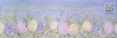 PASTEL SKY, 30 "x10" Tulipani testurizzati, Rosa, Blu, Verde Paesaggio da giardino, Fiori