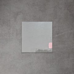 Rosa - 8 "x8", Rosa y Gris, Pintura Abstracta Mínima Sobre Lienzo, Moderna