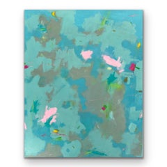 Rosa Inseln - 24"x30", Farbe Abstrakt, Blaugrüne Landschaft, Wasser