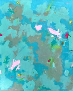 Islas Rosas - 24 "x30", Color Abstracto, Paisaje Azul Verde, Agua
