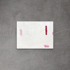 Pink Poem - 6"x8", Pink And White, Minimal Abstract Painting