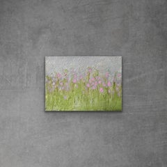 Grey Sky - 5"x7" - Artwork On Paper, Pastel Pink Tulips. Floral Landscape