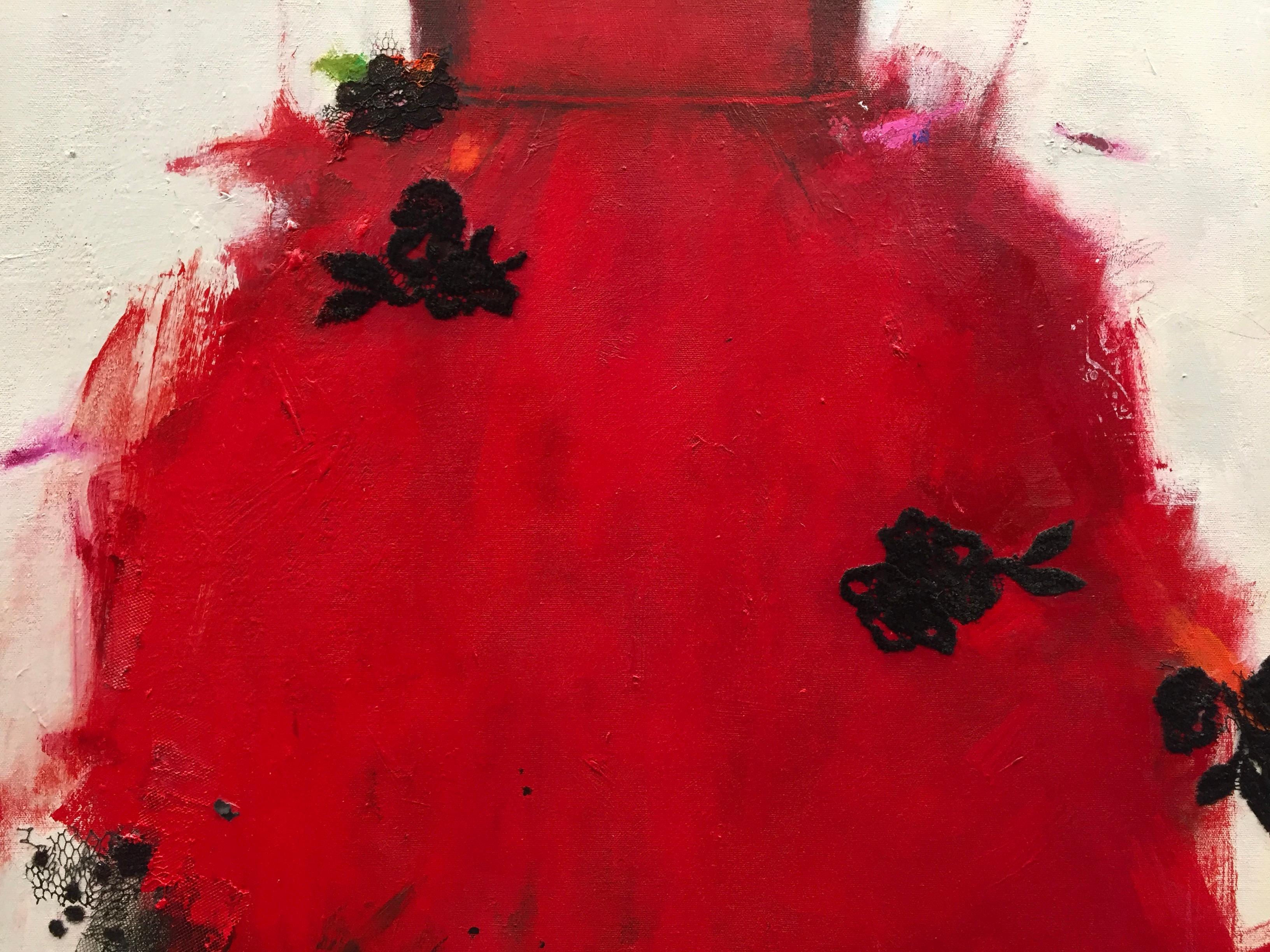 Put On A Red Dress And Make Yourself A Drink (Dress 29) - 30”x60” Dress Painting For Sale 3