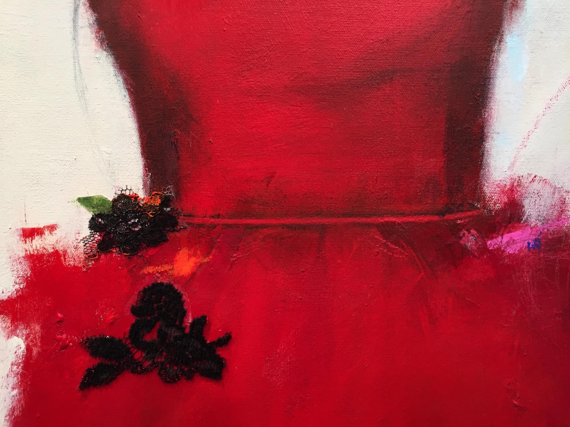 Put On A Red Dress And Make Yourself A Drink (Dress 29) - 30”x60” Dress Painting For Sale 4