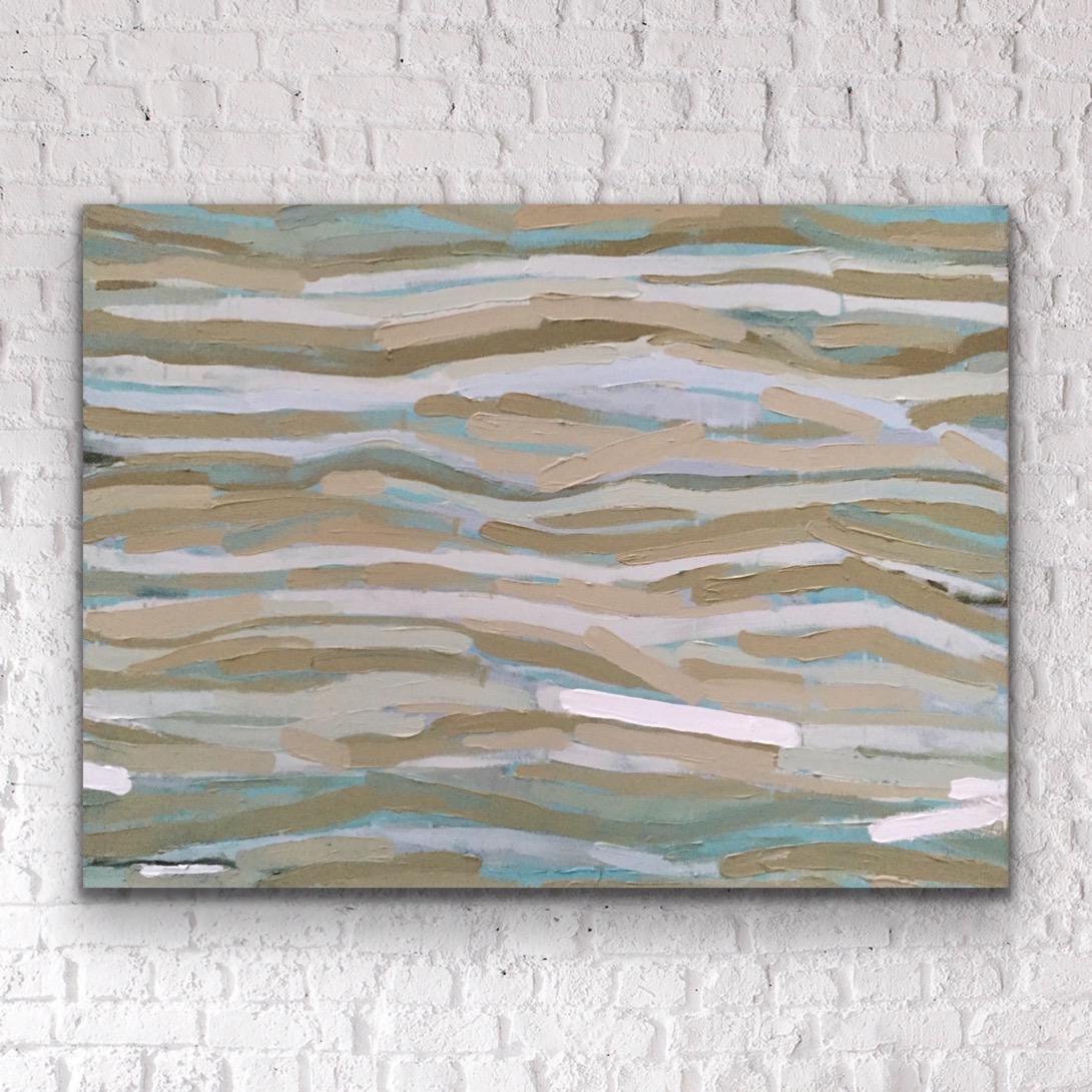 Andrea Stajan-Ferkul Landscape Painting - Sand And Water (30”x40”, Abstract Landscape/Seascape Painting)