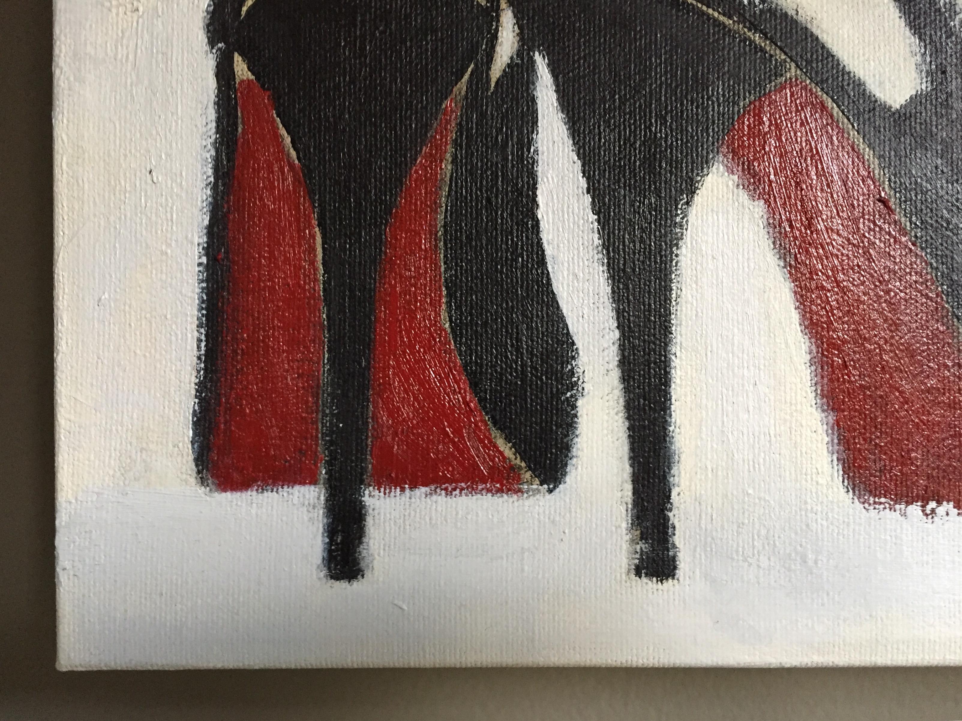 Head Over Heels #5 (Shoe Painting On Canvas) - Contemporary Art by Andrea Stajan-Ferkul