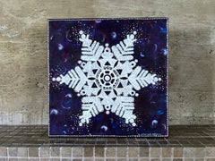 Snowflake In The Sky, 8"x8" Painting, Winter White, Snow, Star, Christmas Gift