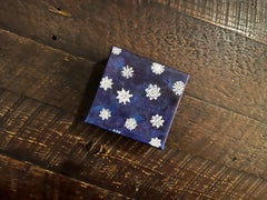 flocons de neige - 1  (4 "x4", bleu et blanc, hiver, neige, petite peinture de Noël)