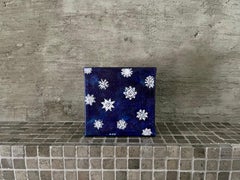 Fiocchi di neve - 1 - 4 "x4", blu e bianco, piccolo dipinto, neve invernale, Natale