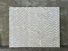 Something Blue - 24"x30", Abstraktes Gemälde, Grau, Blau, strukturiertes Muster