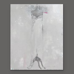 Certaines fois à Paris - 24"x 30", gris neutre, peinture de robe, féminine, figurative