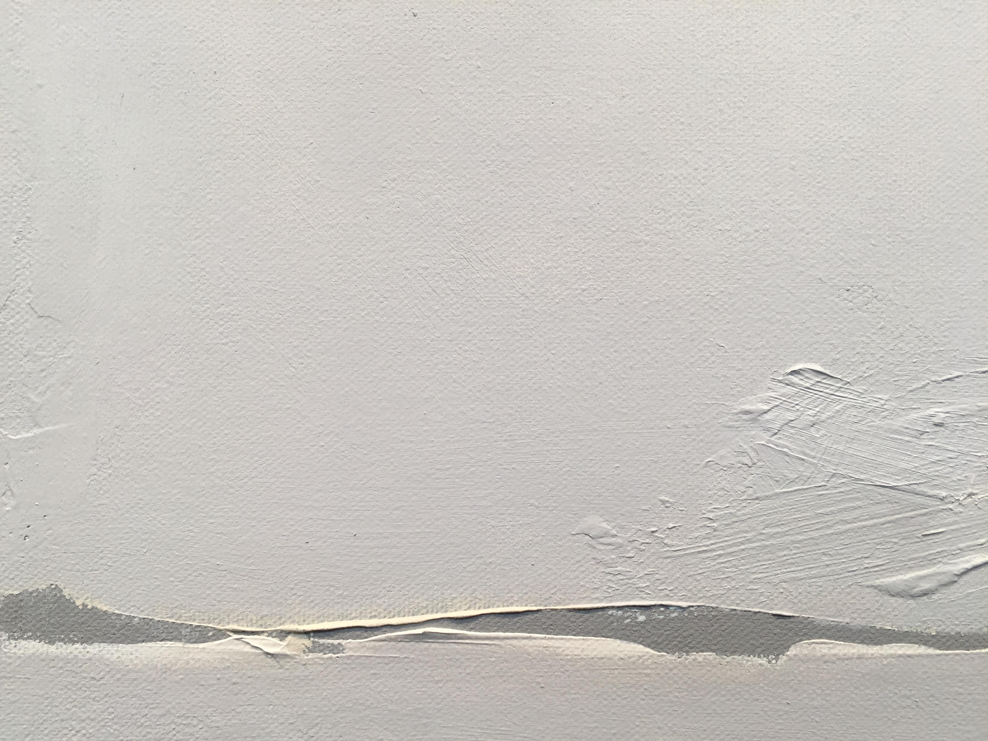 Peace And Quiet - (12”x12”, Grey, Beige, Minimal Abstract Landscape Painting) For Sale 2