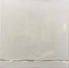 Peace And Quiet - (12x12, peinture de paysage abstrait minimaliste grise, beige)