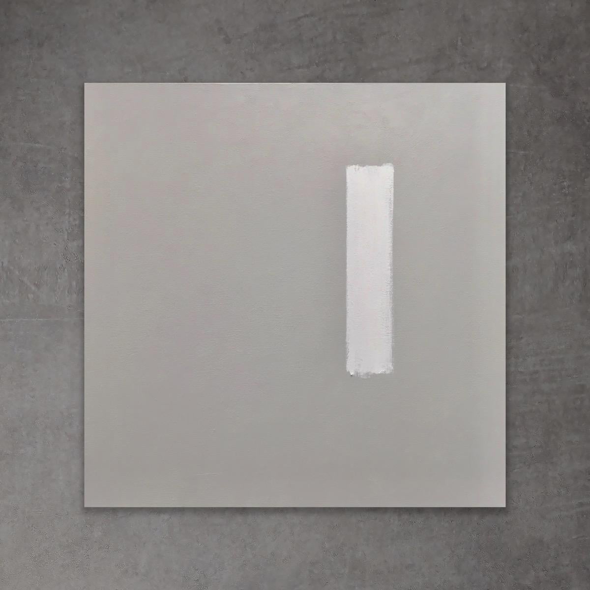 One -  20"x20" - (Grey, White, Minimal Abstract Painting) - Art by Andrea Stajan-Ferkul