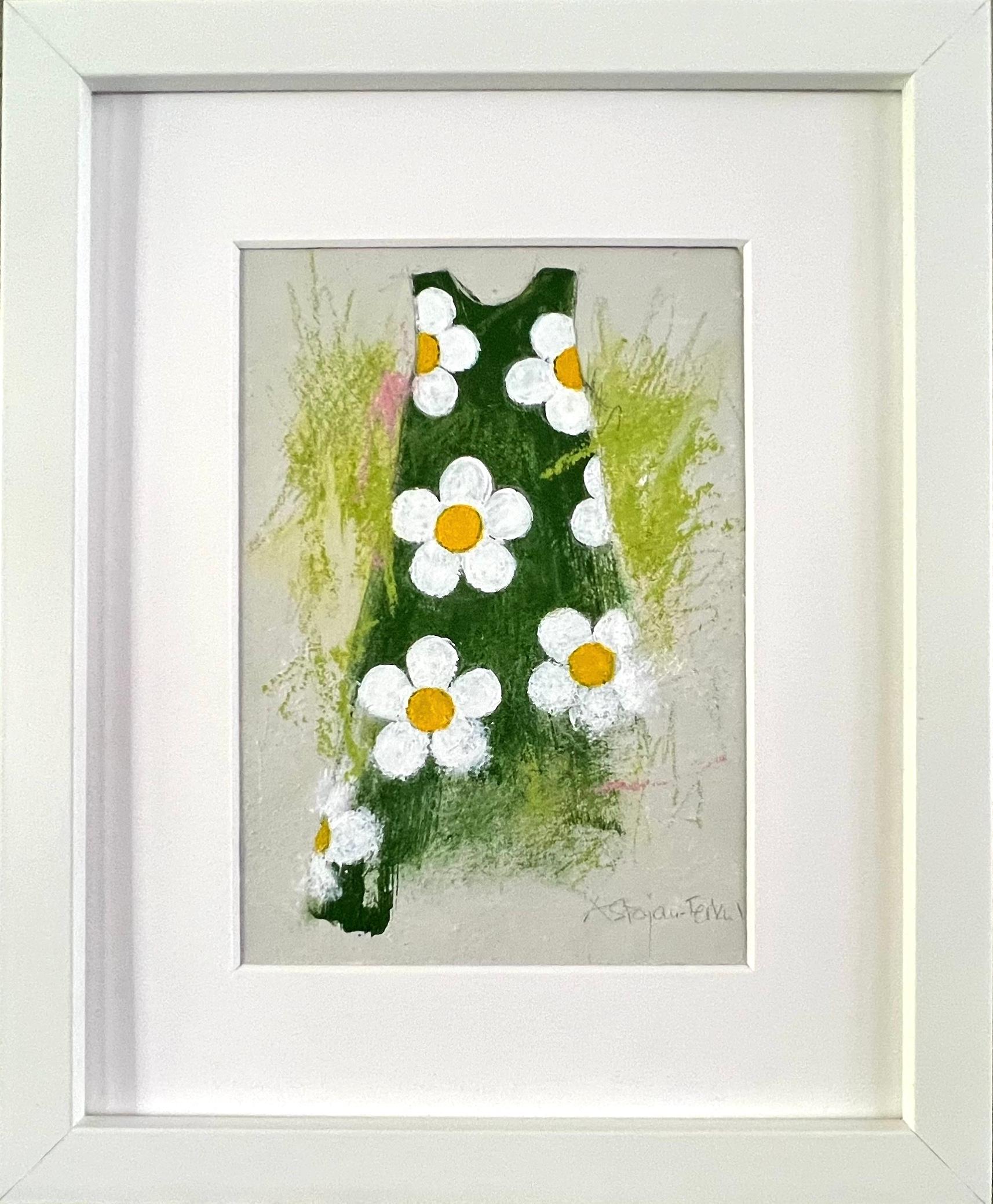 Sundress, 9 "x11" Opera d'arte originale su carta, Greene & Greene Greene, Vestito estivo floreale