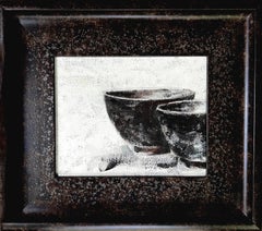 Super Bowl 4 - (16.5"x14.5" - Framed, Still Life Painting, Brown, Black, White)