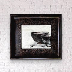 Super Bowl 4 - (16.5"x14.5" - Framed, Still Life Painting, Brown, Black, White) 