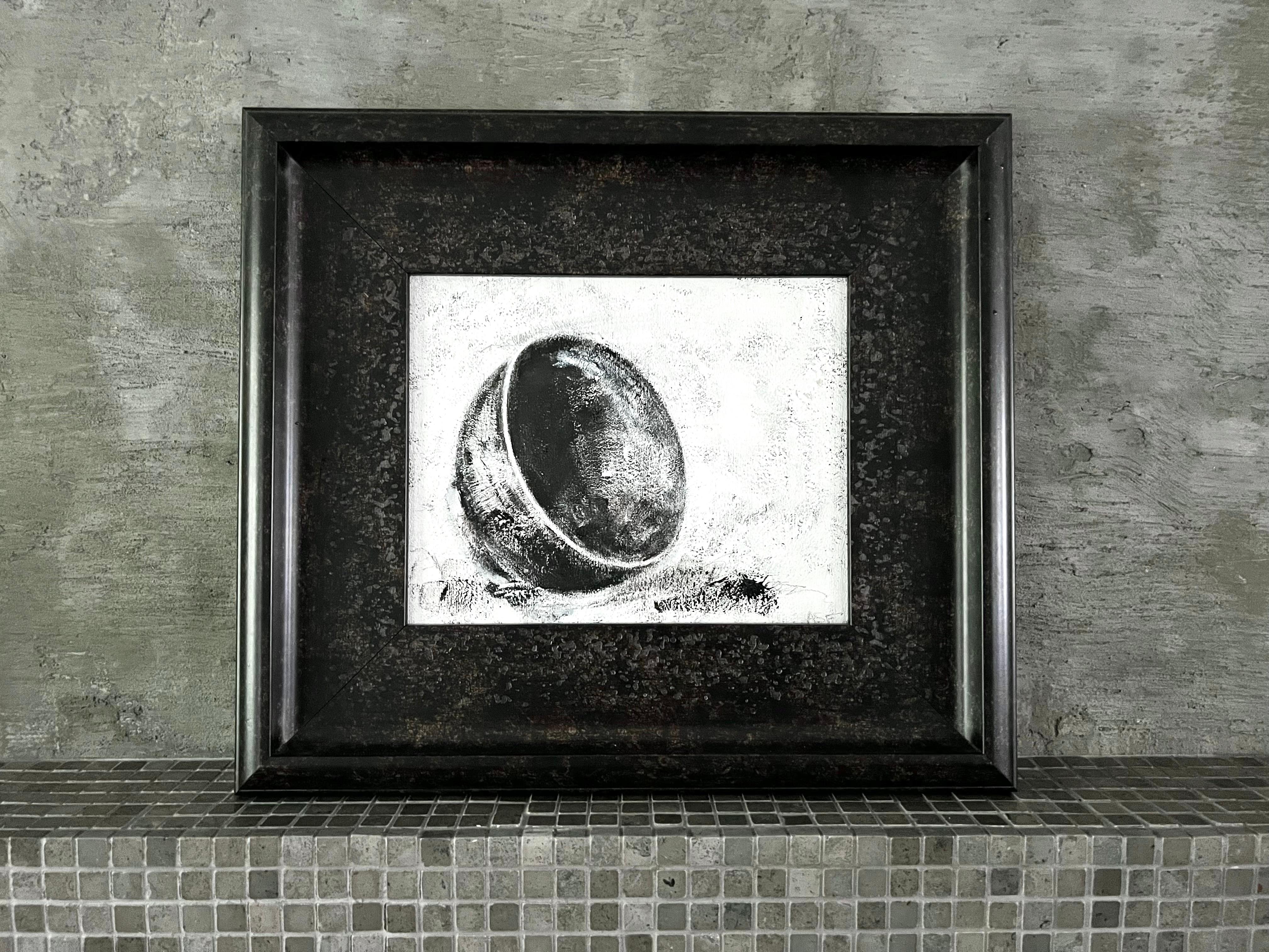 Super Bowls (4 Framed Paintings, Still Life Series, Brown, Black, White) For Sale 13