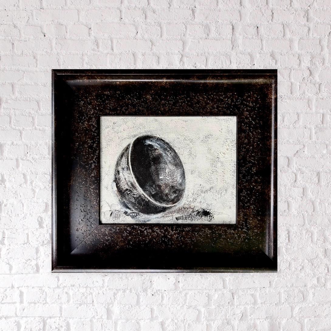 Super Bowls - 4 tableaux encadrés, séries de natures mortes, Brown, Black, White - Noir Still-Life Painting par Andrea Stajan-Ferkul