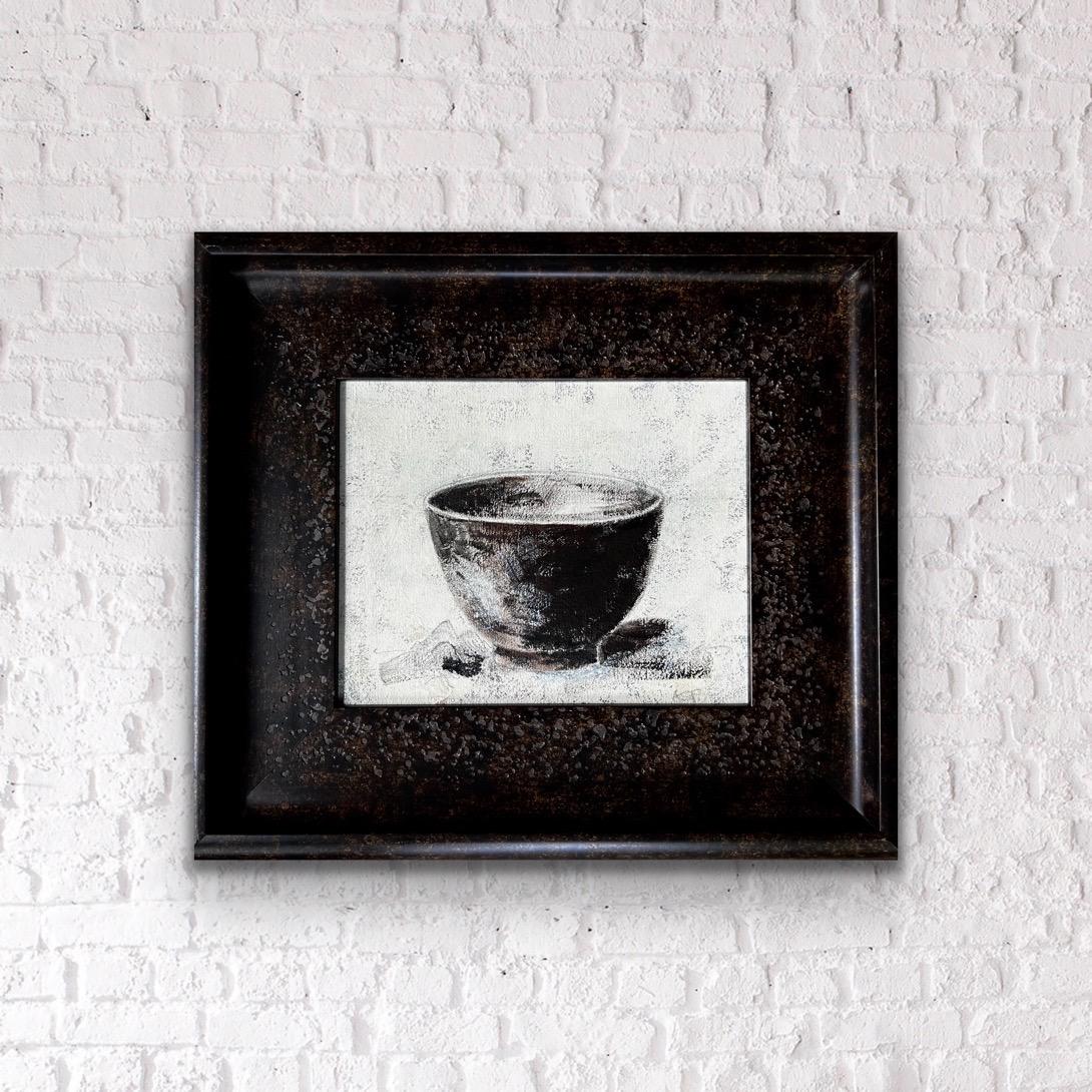 Super Bowls - 4 tableaux encadrés, séries de natures mortes, Brown, Black, White en vente 1
