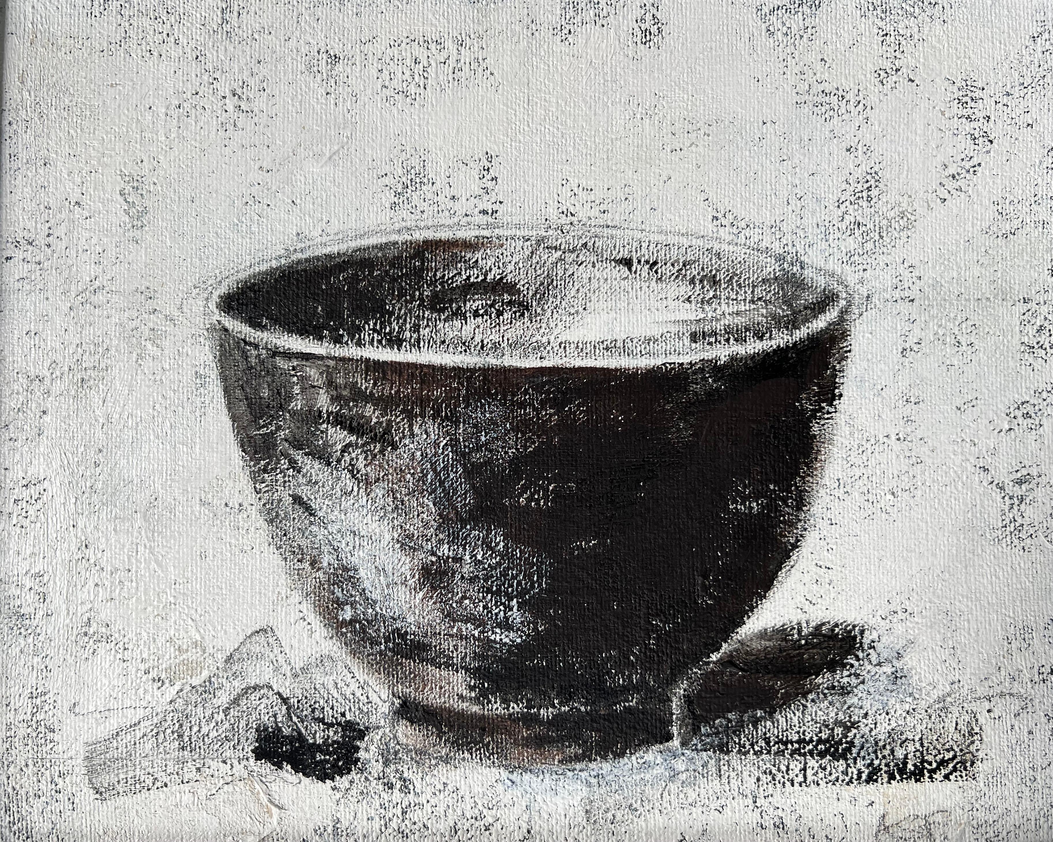 Super Bowls - 4 tableaux encadrés, séries de natures mortes, Brown, Black, White en vente 5