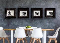 Super Bowls - 4 Paintings, Framed, Still Life Series, Brown, Black, White