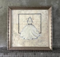 Llévame a bailar #3 - 14 "x14", Pintura original sobre vestido, Obra de arte enmarcada, Mujer