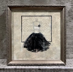 Take Me Dancing n°4 - 14"x14", peinture originale, robe, œuvre d'art encadrée, femmes