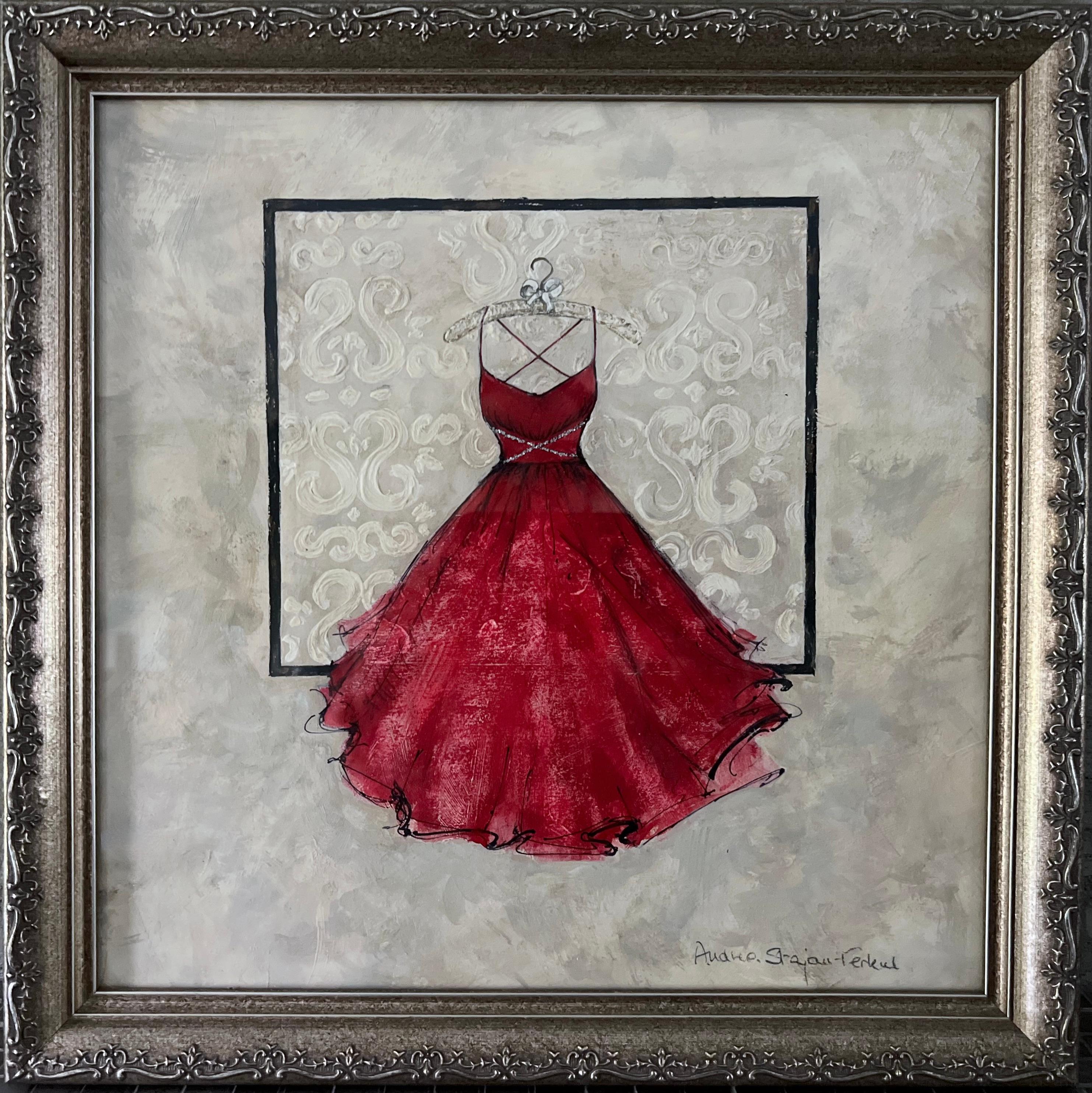Llévame a Bailar, Serie De 4 Obras De Arte Originales, Vestidos Enmarcados 14 