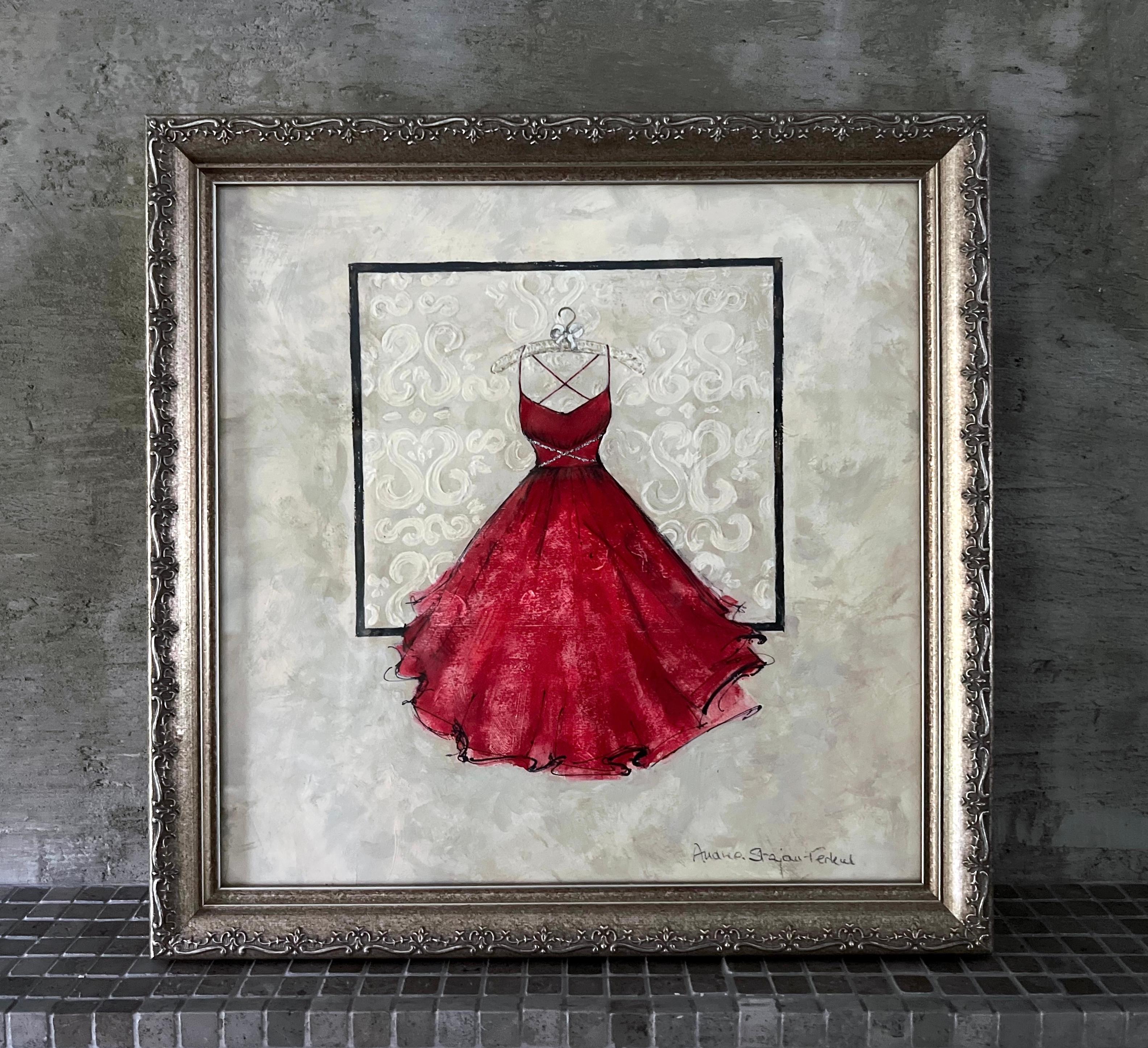 Llévame a Bailar, Serie De 4 Obras De Arte Originales, Vestidos Enmarcados 14 