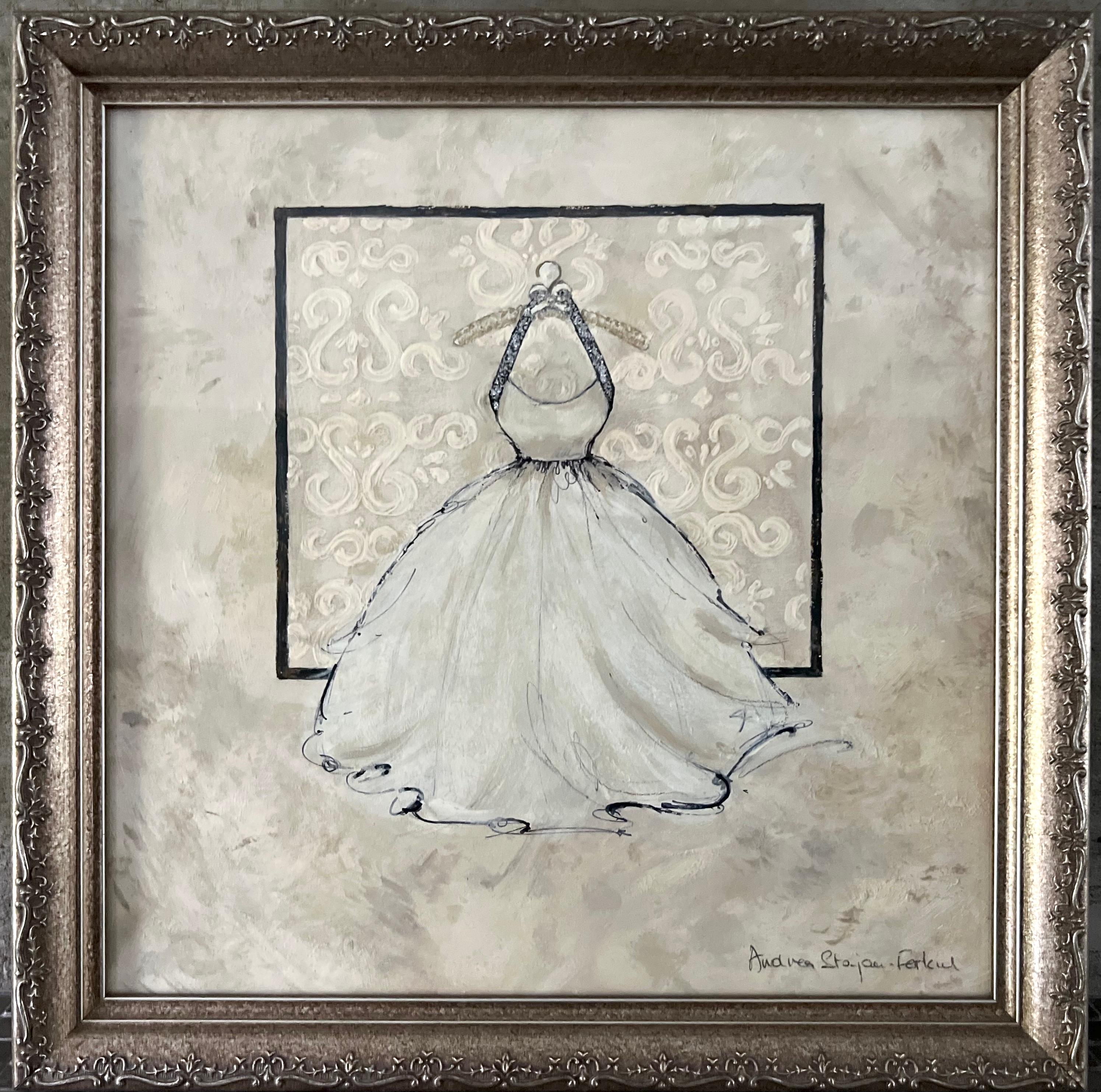 Llévame a Bailar, Serie De 4 Obras De Arte Originales, Vestidos Enmarcados 14 