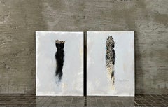 The Dressing Room - 5"x7", 2 Artworks On Paper, Black, Leopard Print, Figurative