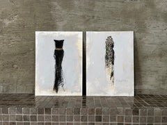 The Dressing Room - 5"x7", 2 Artworks On Paper, Black, Leopard, Still Life