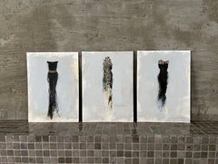 The Dressing Room - 5"x7" Each, 3 Original Artworks On Paper, Black Dress Series
