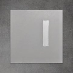 The Finish Line - 20"x20", Grey, White, Modern, Minimal Abstract Painting