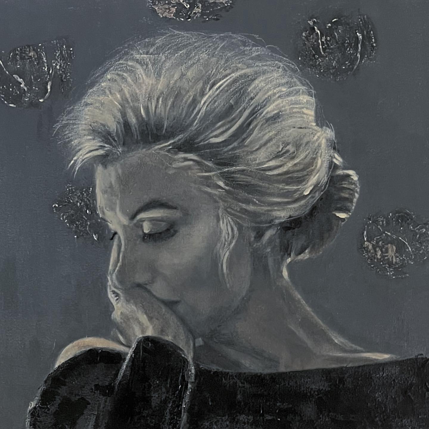 The Last Sitting 1 - (Marilyn Monroe's last photo series) - Black Figurative Painting by Andrea Stajan-Ferkul