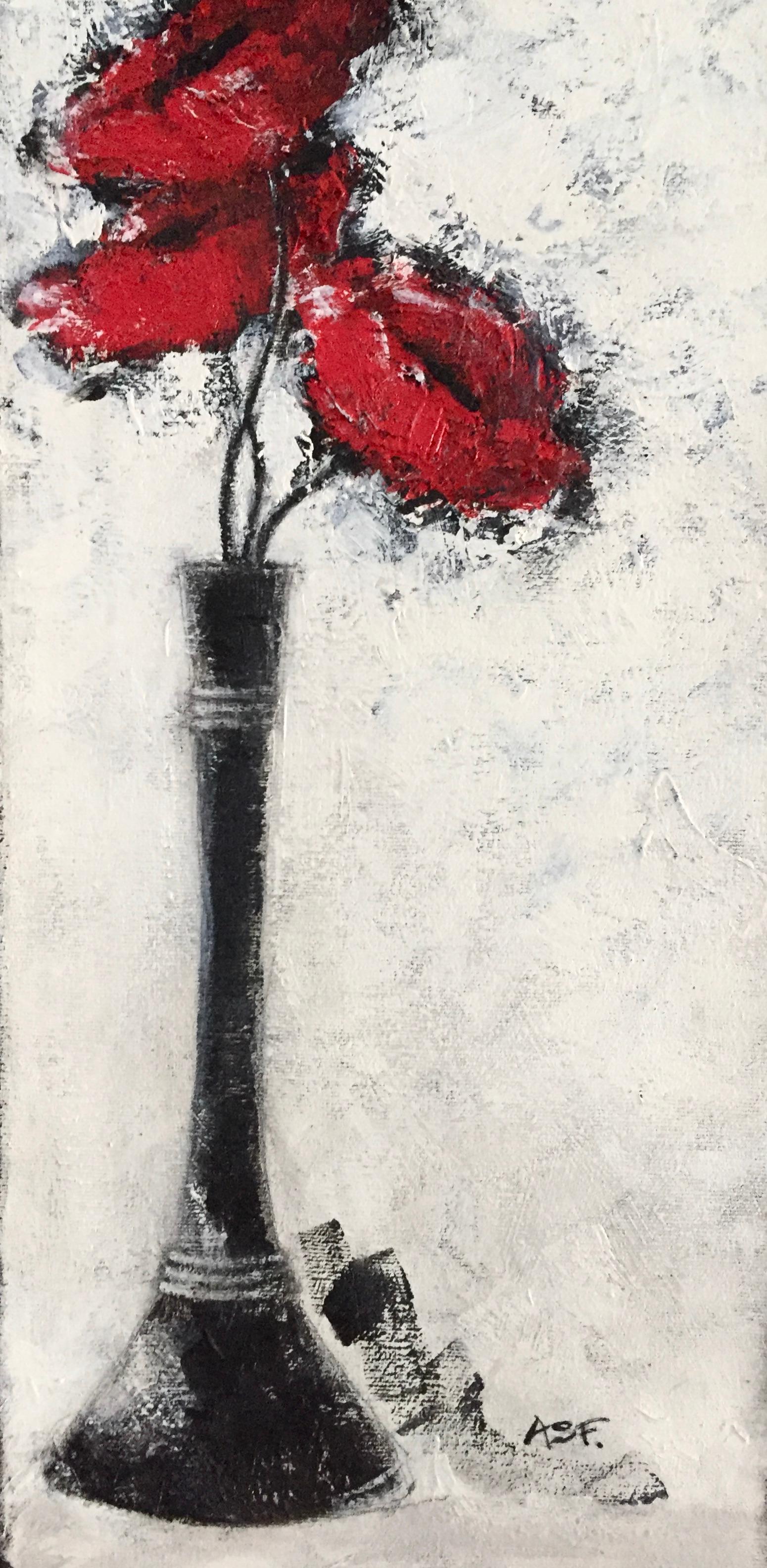 Three Red Poppies - Contemporary Art by Andrea Stajan-Ferkul