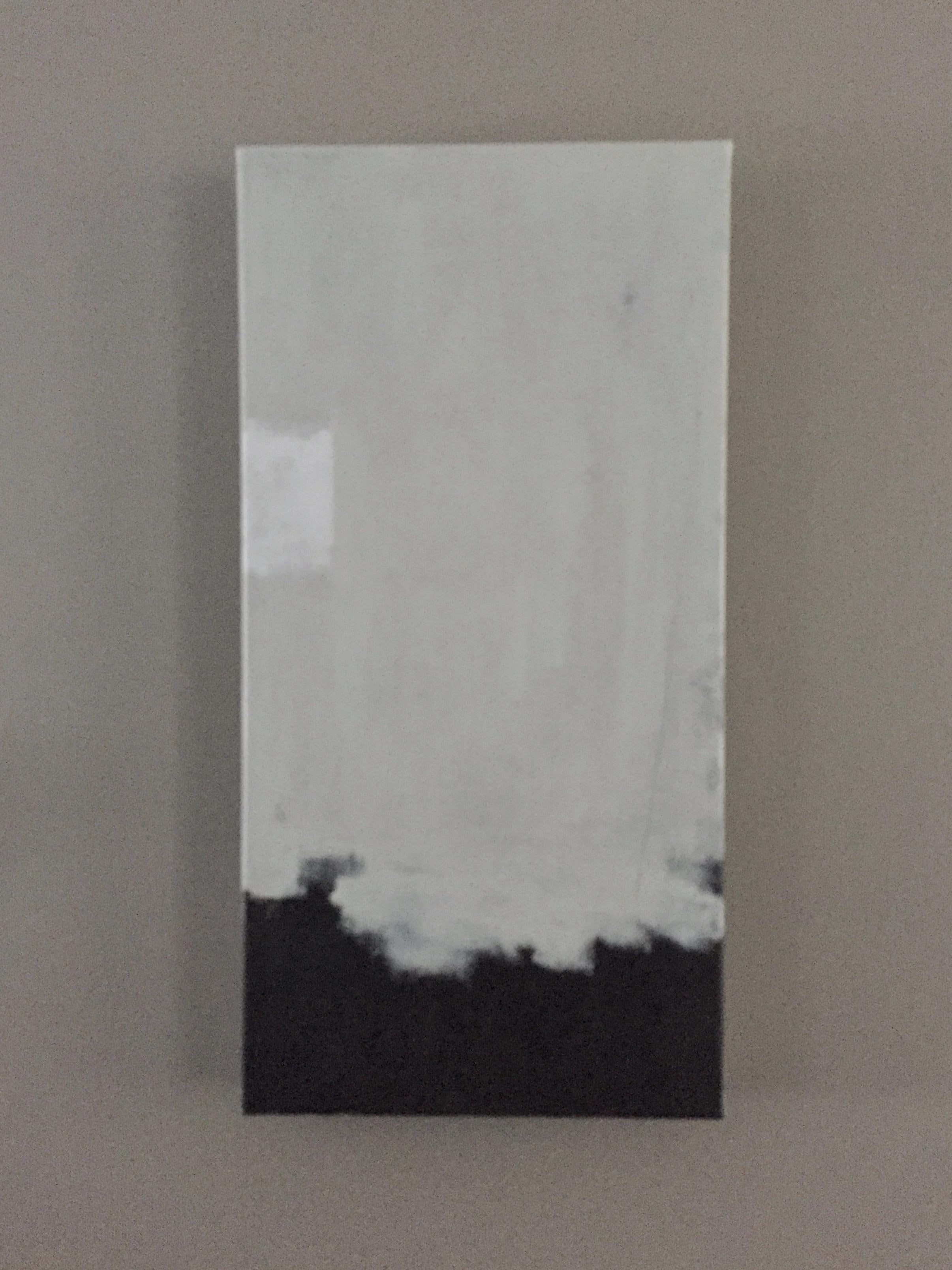 Untitled (Abstract 19) - 12 Zoll x 24 Zoll - Minimalistisches Gemälde, Grau, Schwarz, Neutral im Angebot 6