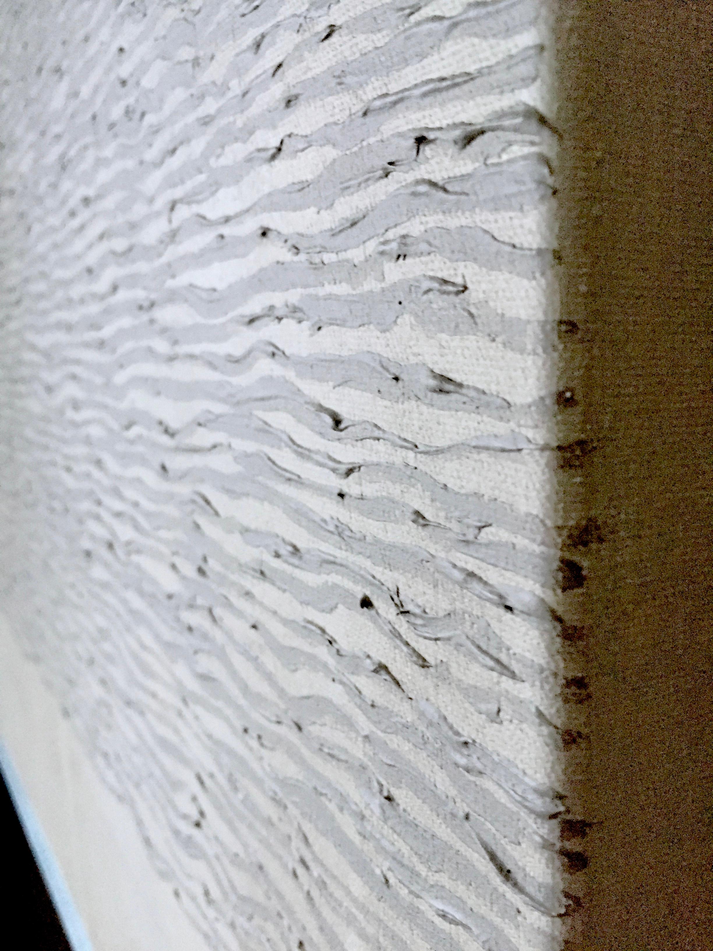 Untitled (Abstract 28) - This contemporary minimal abstract painting places emphasis on simplified composition. Layers of paint are applied creating a delicate textured pattern, inviting the viewer to take a step closer to absorb the detail.