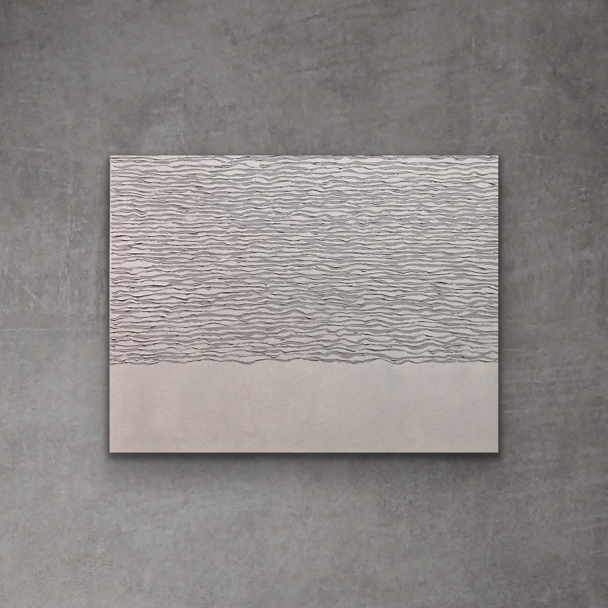 Andrea Stajan-Ferkul Abstract Painting - Untitled (Abstract 28) - 16"x24", Textured Abstract, Grey, Neutral