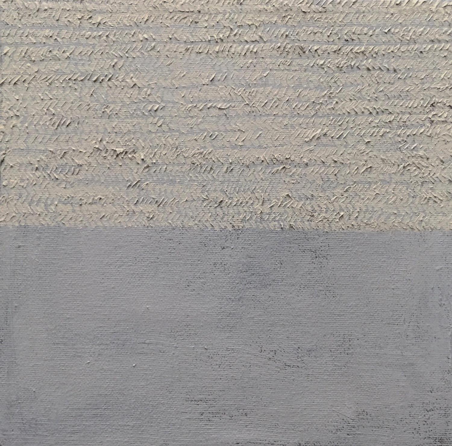 Untitled (Abstract 20) Minimal, strukturiert, grau, beige, neutral – Painting von Andrea Stajan-Ferkul