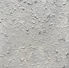 Graue Gärten #1 - 8"x8", strukturiertes, abstraktes Gemälde auf Leinwand