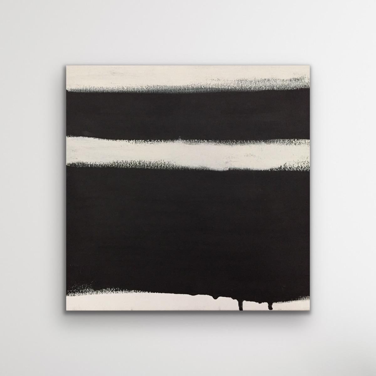 Sans titre - Abstrait 5 - (12 po. x 12 po.) - Noir et blanc, abstrait minimaliste )