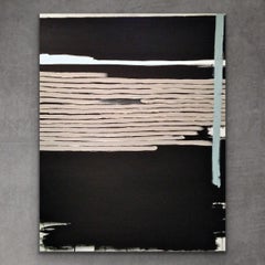Across And Down, 48"x60" Grande peinture abstraite, texturée, Blk Wht Beige Blue