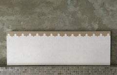 All In Order - 36"x12", Geometric Abstract Painting, Pattern, Grey, Tan