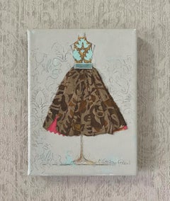 Venetian Muse, 6"x8" Original Painting, Acrylic, Textile, Fortuny Fabric Collage