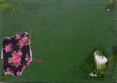 Wallflower (5"x7", Green, Pink, Black, White, Floral Abstract Painting)