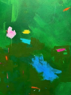 Whispers Of Spring - 16"x20" Abstracted Tulips, Green, Blue, Colour